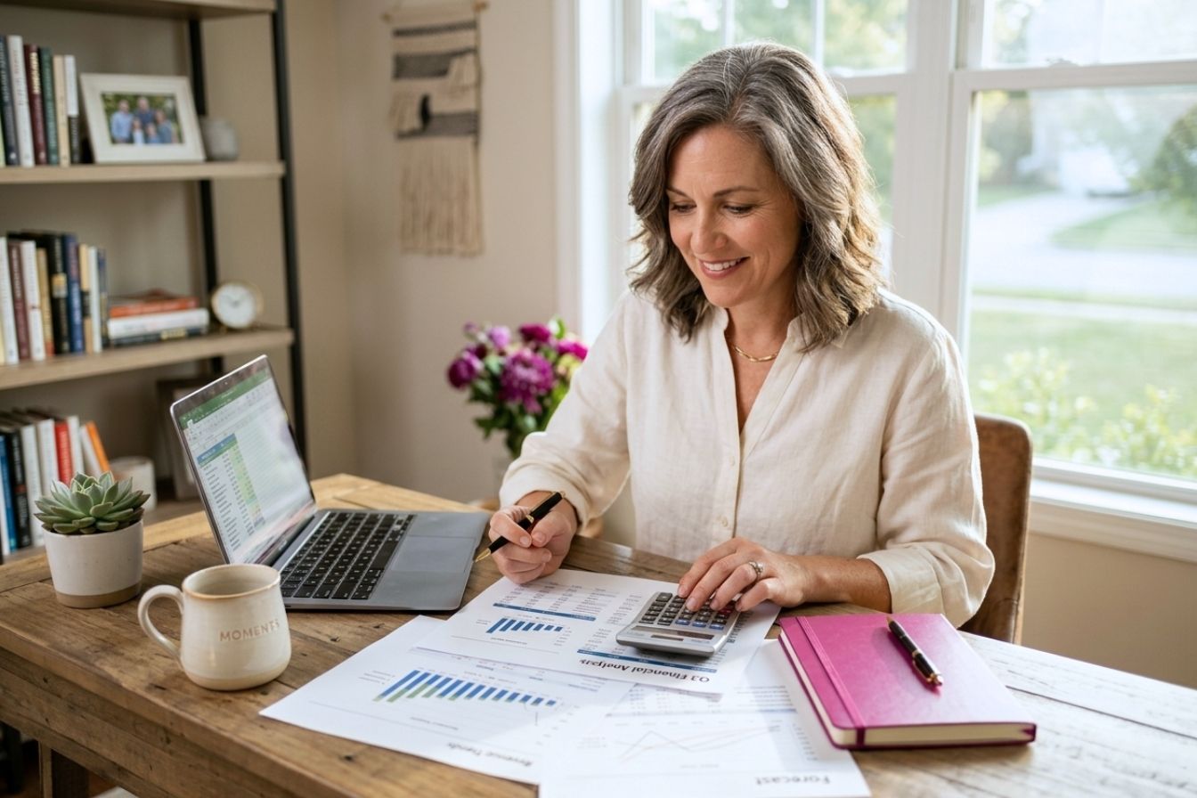 Business woman going over franchise financing details